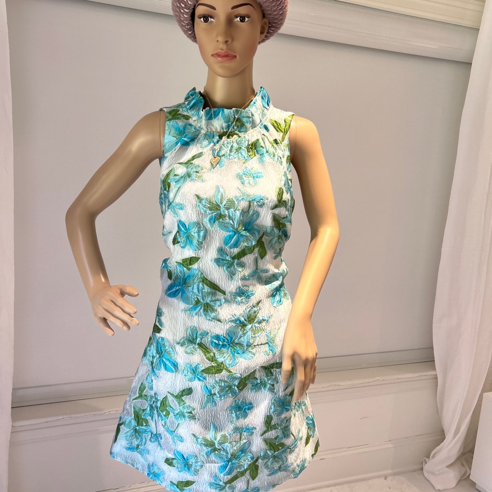 Abbey Glass BRAND NEW Floral Blue and Green Sleeveless Dress